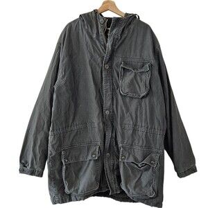 Old Navy Vintage Gray Pocketed Mens Long Jacket With Quilted Lining